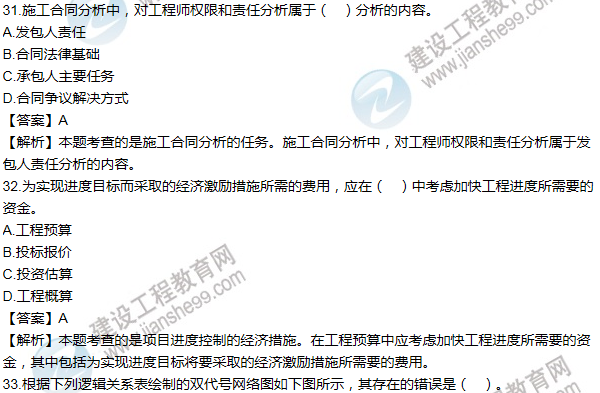 2012年一級建造師項(xiàng)目管理試題及答案(31-40題)