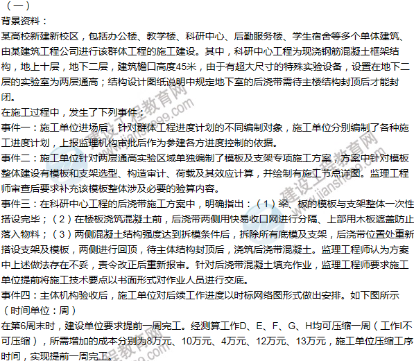 老師解析：2016年二建《建筑工程管理》試題及答案(案例1)