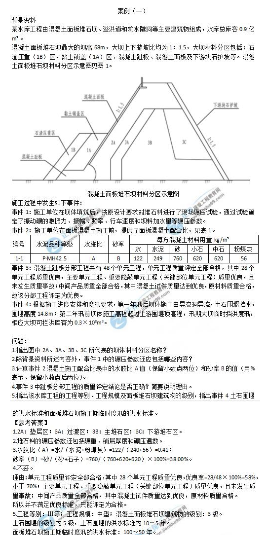 歷年二建試題水利案例1 歷年二建試題水利案例1